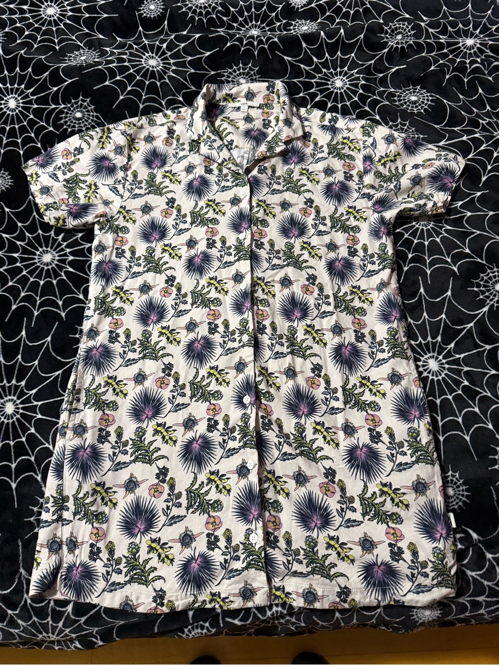 Vans White Mini Dress with Navy and Green Floral Print